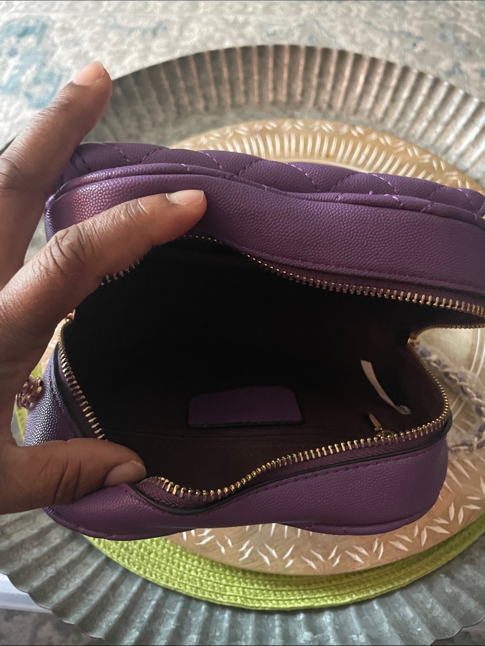 Purple Quilted Heart Crossbody - Picture 5 of 7